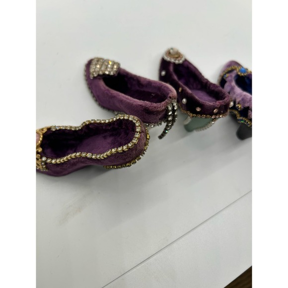 Miniature Purple High Heel Velvet Shoes With Sparkle Decoration - Picture 5 of 5